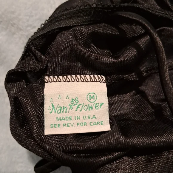 Nan Flower Satin Teal and Black Lace Chemise - Picture 6 of 6